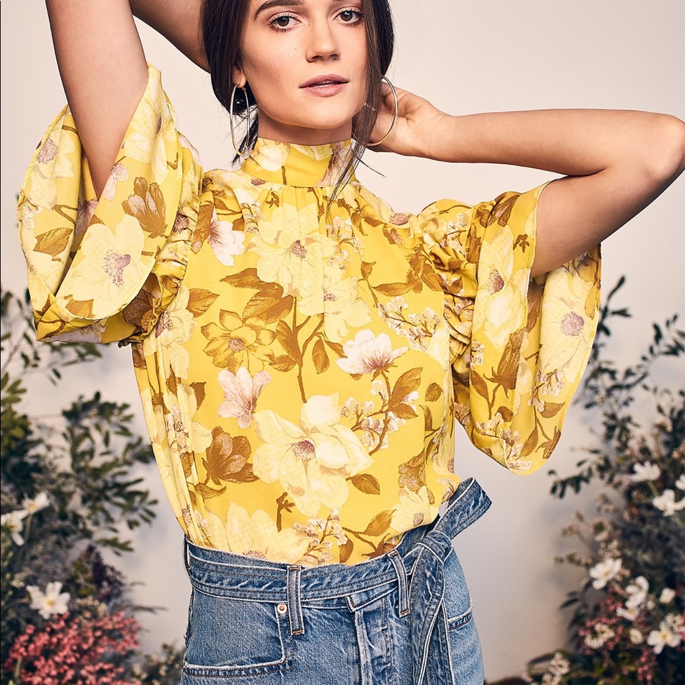 Happy Nature Kate Hudson Shirt Women’s Extra Small Xs Yellow Top NWT